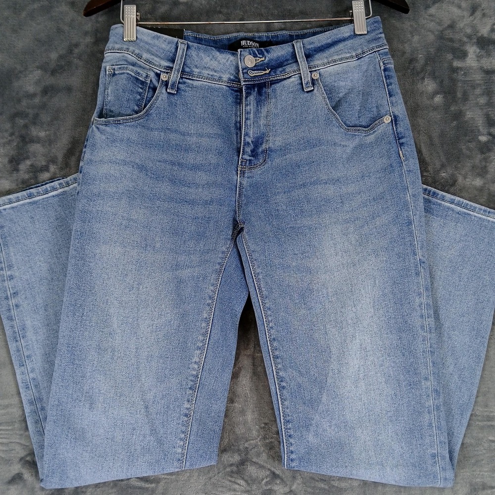 NWT Hudson Jeans Womens 6/28 Icy Blue Stretch Denim Flap Pockets Zip Fly‎